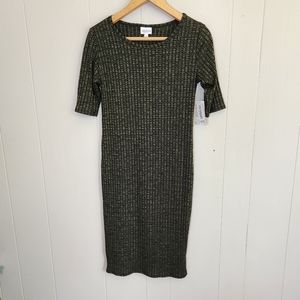 Lularoe nwt Julia dress black green marled rib knit XS